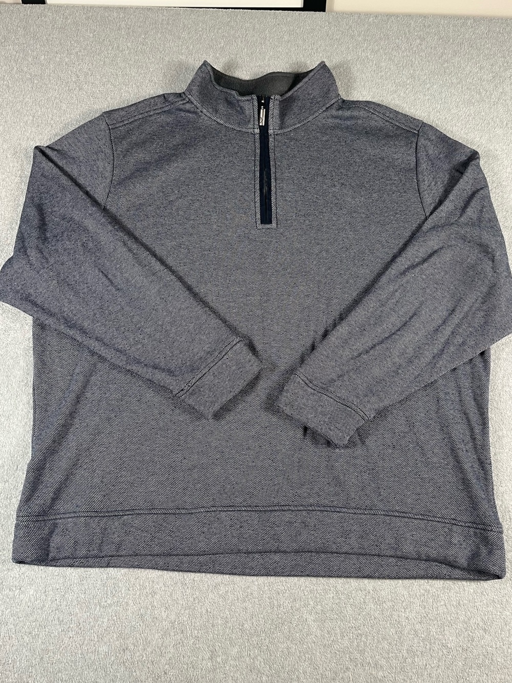 Tommy Bahama Mens 3XLT Quarter Zip Pullover Navy Blue Textured Fleece Sweatshirt